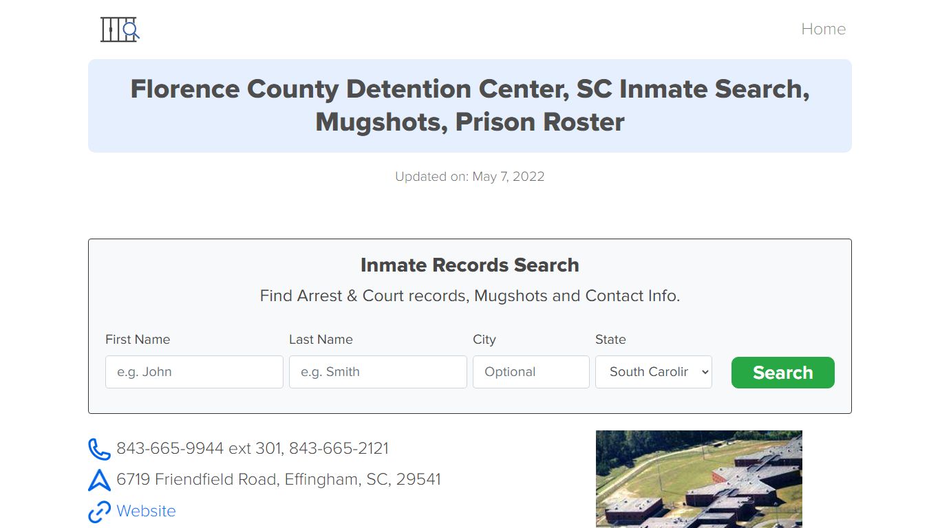 Florence County Detention Center, SC Inmate Search ...